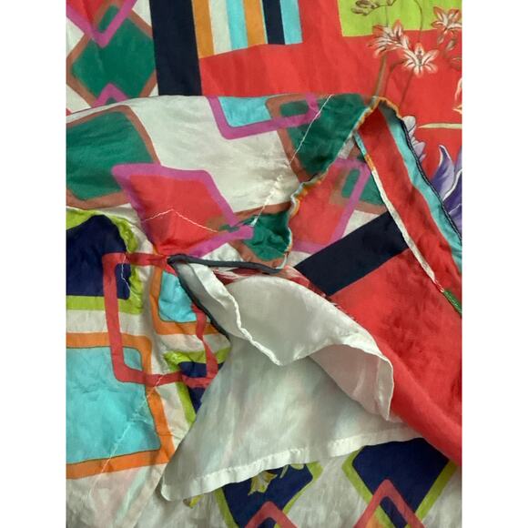 Johnny Was Silk Patchwork Short Sleeve Tunic Dress Multi Size Large - Picture 11 of 11